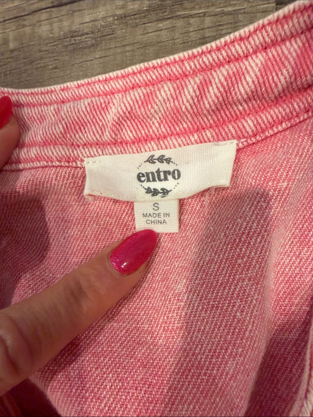 ENTRO Pink Button-Front Denim Dress with Belt - Picture 3 of 5